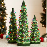 Set of 3 Pre Lit Ceramic Tabletop Christmas Trees
