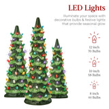 Set of 3 Pre Lit Ceramic Tabletop Christmas Trees