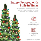 Set of 3 Pre-Lit Ceramic Tabletop Christmas Trees with Lights product image showing its overall design and key features.