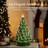 18-Inch Large Pre-Lit Ceramic Christmas Tree with LED Lights & Star Topper