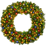 Pre-Lit Artificial Fir Christmas Wreath with Multicolor LED Lights