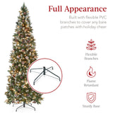 Pre-Lit Partially Flocked Pencil Christmas Tree with Pine Cones product image showing its overall design and key.