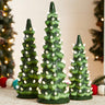 Set of 3 Pre-Lit Ceramic Christmas Trees with LED Lights