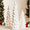Set of 3 Pre-Lit Ceramic Christmas Trees with LED Lights