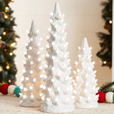 Set of 3 Pre-Lit Ceramic Christmas Trees with LED Lights