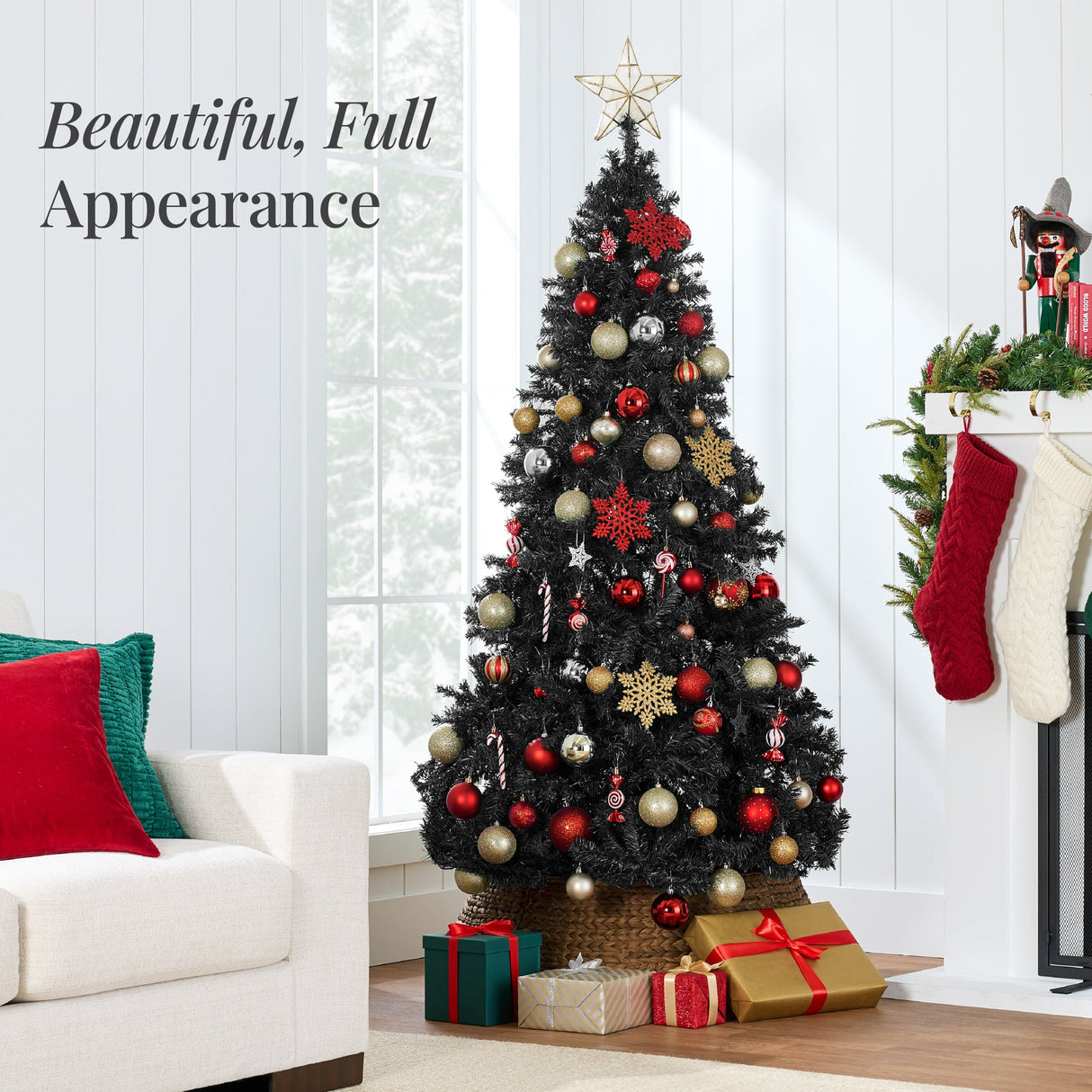 Artificial Black Pine Christmas Tree Unlit with Easy Assembly