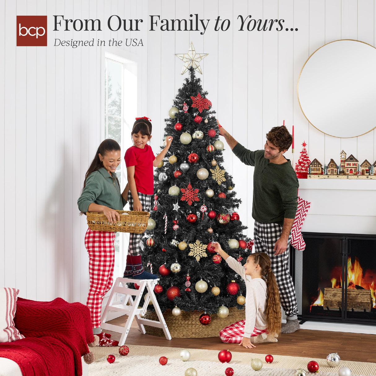 Artificial Black Pine Christmas Tree Unlit with Easy Assembly