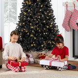 Pre Lit Artificial Black Christmas Tree with Incandescent Lights