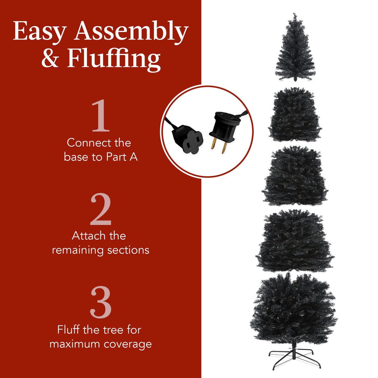 Pre Lit Sparse Christmas Tree 2 in 1 LED Lights with Cordless Connection