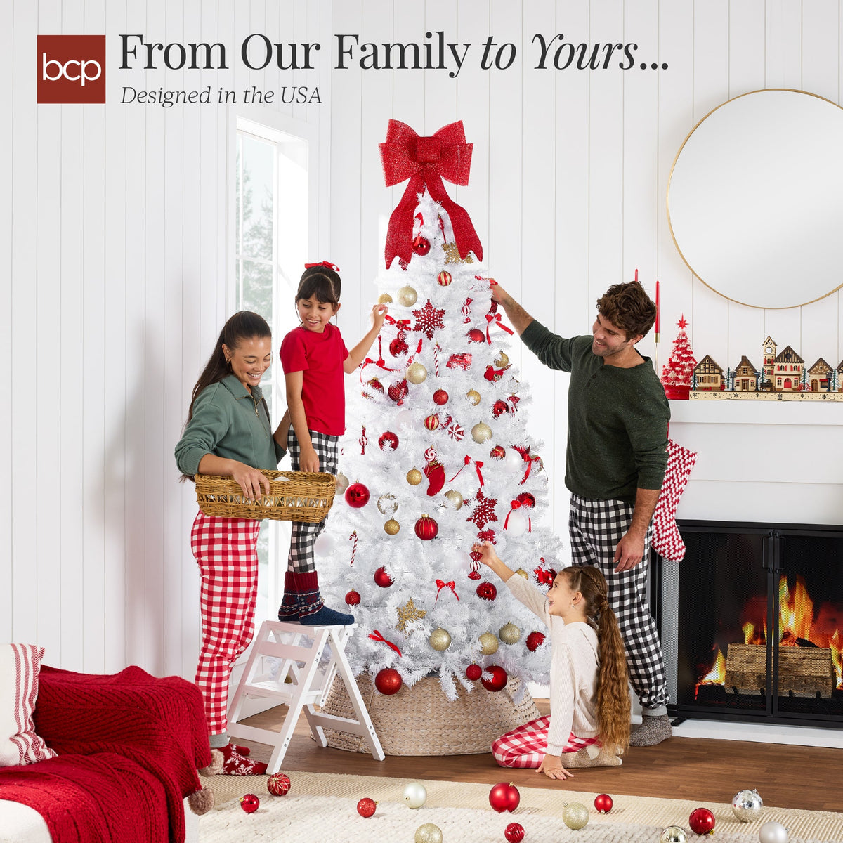 Unlit Artificial White Pine Christmas Tree with Sturdy Metal Stand product image