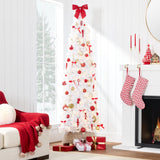 Pre-Lit Pencil Christmas Tree with Sturdy Metal Base and Stand product image showing its overall design and key.