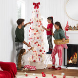 Pre-Lit Pencil Christmas Tree with Sturdy Metal Base and Stand product image showing its overall design and key.