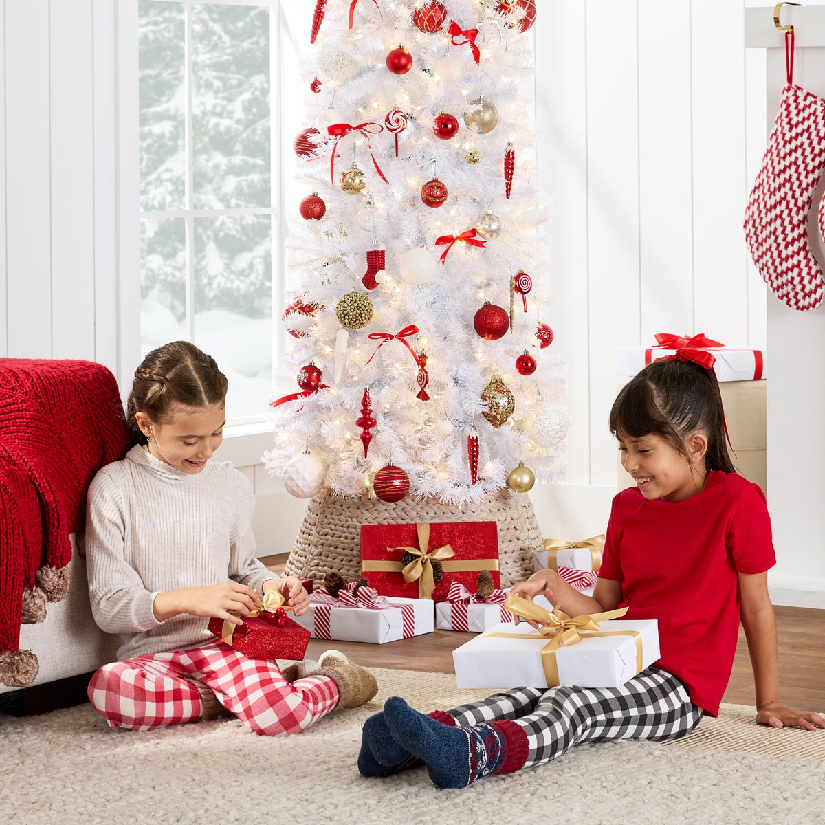 Pre-Lit Pencil Christmas Tree with Sturdy Metal Base and Stand product image showing its overall design and key.