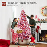Prelit Pink Snow Flocked Christmas Tree with Metal Base