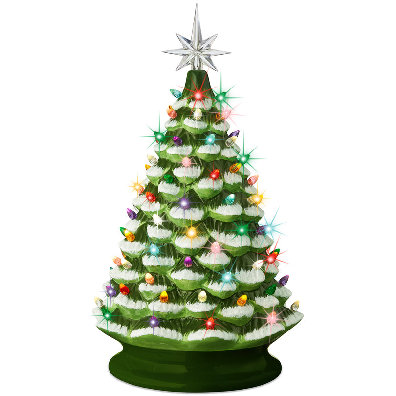Large Pre Lit Ceramic Christmas Tree with LED Lights 18in