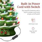 24-Inch XL Pre-Lit Ceramic Christmas Tree with LED Lights & Star Topper