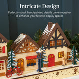 Pre-Lit Wooden Christmas Village with 20 LED Lights Mantel Decor