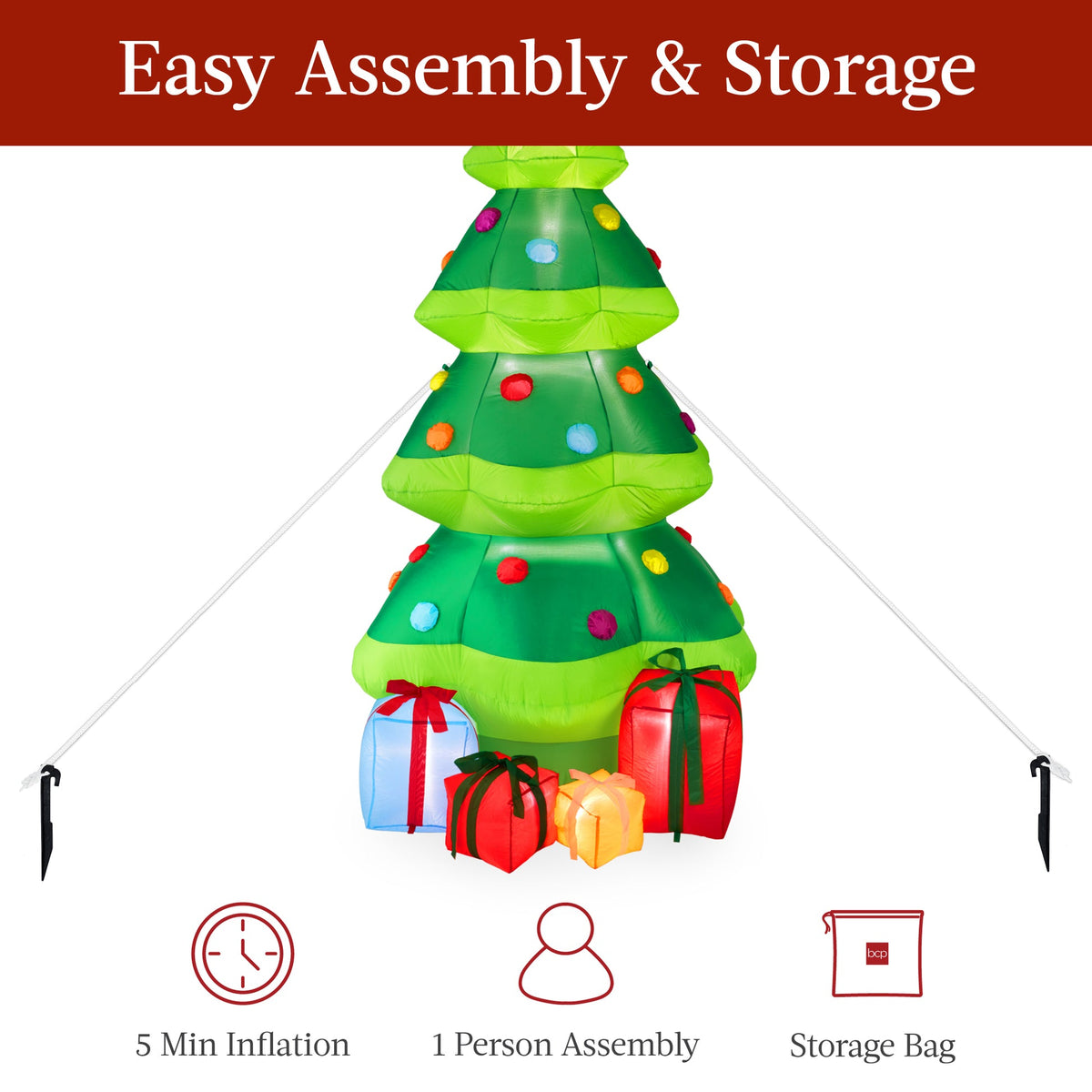 RADYAN inflatable Christmas tree outdoor blow-up decoration lit with LED lights for yard display