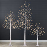 Set of 3 Lighted Birch Twig Trees with 300 Color-Changing LED Lights