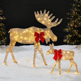 2-Piece Lighted Christmas Moose Family Set with 125 LED Lights