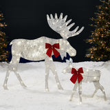 2-Piece Lighted Christmas Moose Family Set with 125 LED Lights
