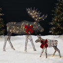 2-Piece Lighted Christmas Moose Family Set with 125 LED Lights