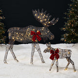2-Piece Lighted Christmas Moose Family Set with 125 LED Lights