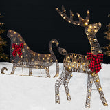 2D Lighted Outdoor Reindeer & Sleigh Decoration Set with LED Lights