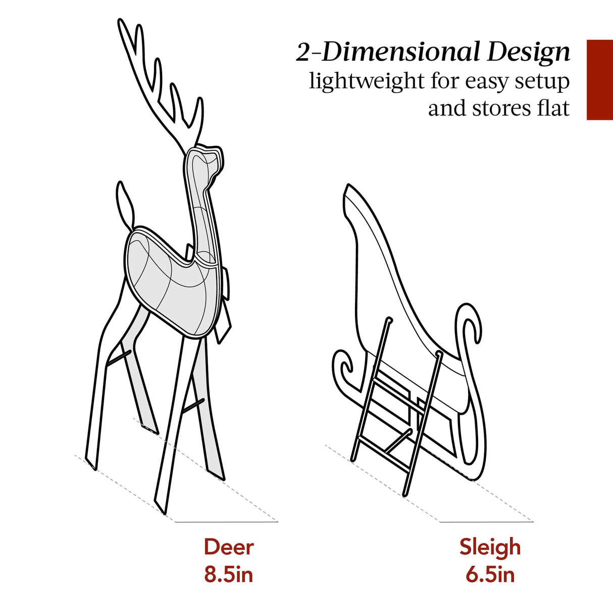 2D Lighted Outdoor Reindeer & Sleigh Decoration Set with LED Lights