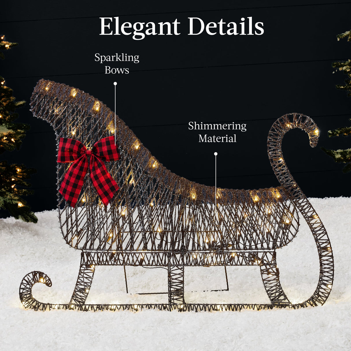 2D Lighted Outdoor Reindeer & Sleigh Decoration Set with LED Lights