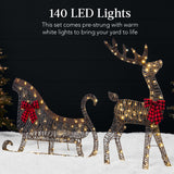 2D Lighted Outdoor Reindeer & Sleigh Decoration Set with LED Lights
