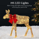 RADYAN lighted Christmas moose family decoration set glowing with 195 LED lights for yard decor