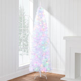 Pre-Lit Pencil Christmas Tree with Multicolor LED Lighting Modes product image showing its overall design and key.