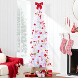 Pre-Lit Pencil Christmas Tree with Multicolor LED Lighting Modes product image showing its overall design and key.