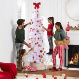 Pre-Lit Pencil Christmas Tree with Multicolor LED Lighting Modes product image showing its overall design and key.
