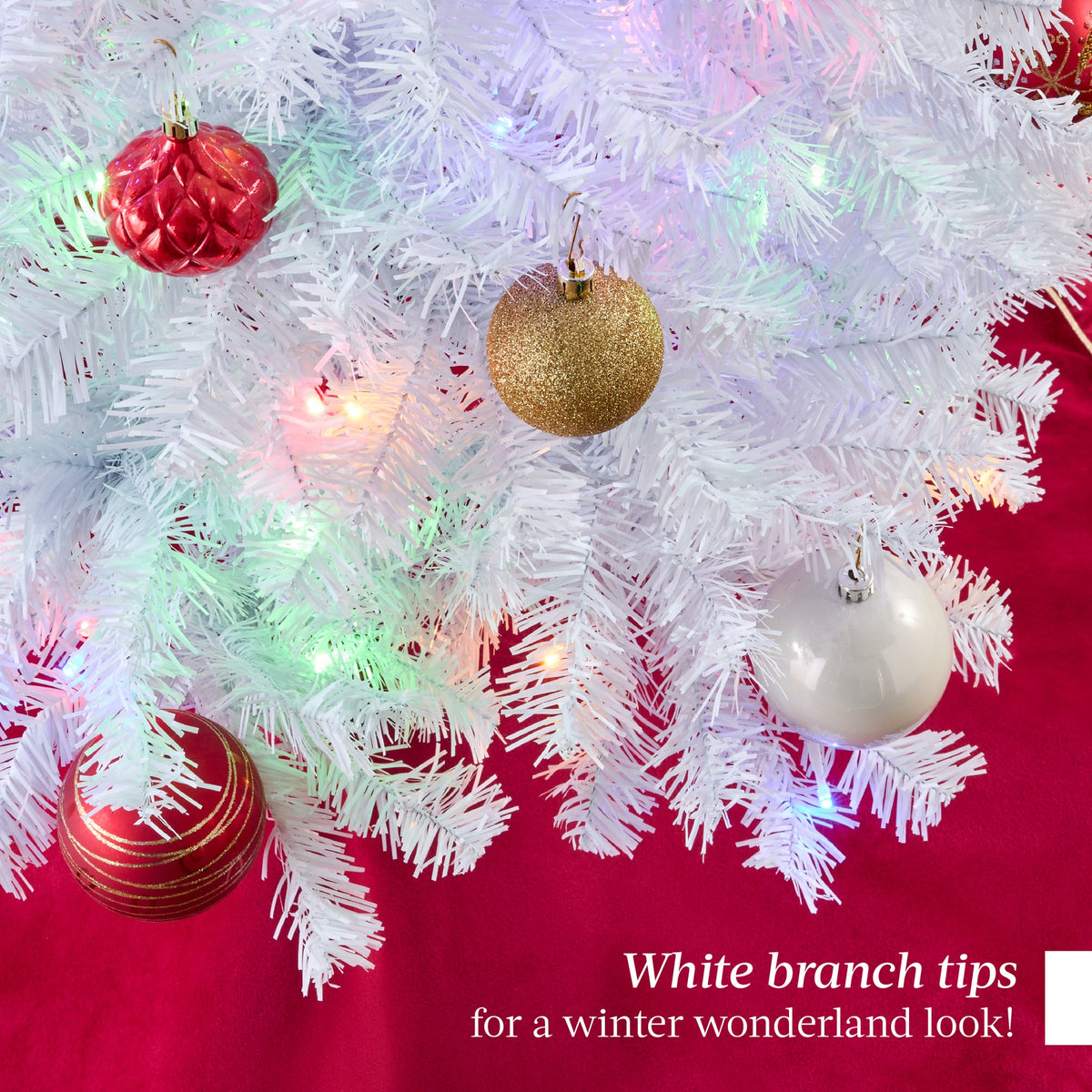 Pre-Lit Pencil Christmas Tree with Multicolor LED Lighting Modes product image showing its overall design and key.