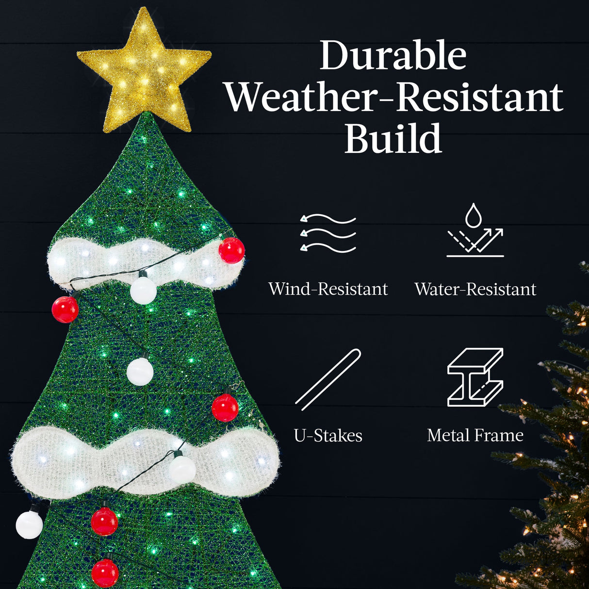 6ft Lighted Christmas Tree Yard Decoration with Gift Boxes & 170 LED Lights