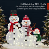 Lighted Snowman Family Outdoor Yard Decoration Set with Twinkling LED Lights