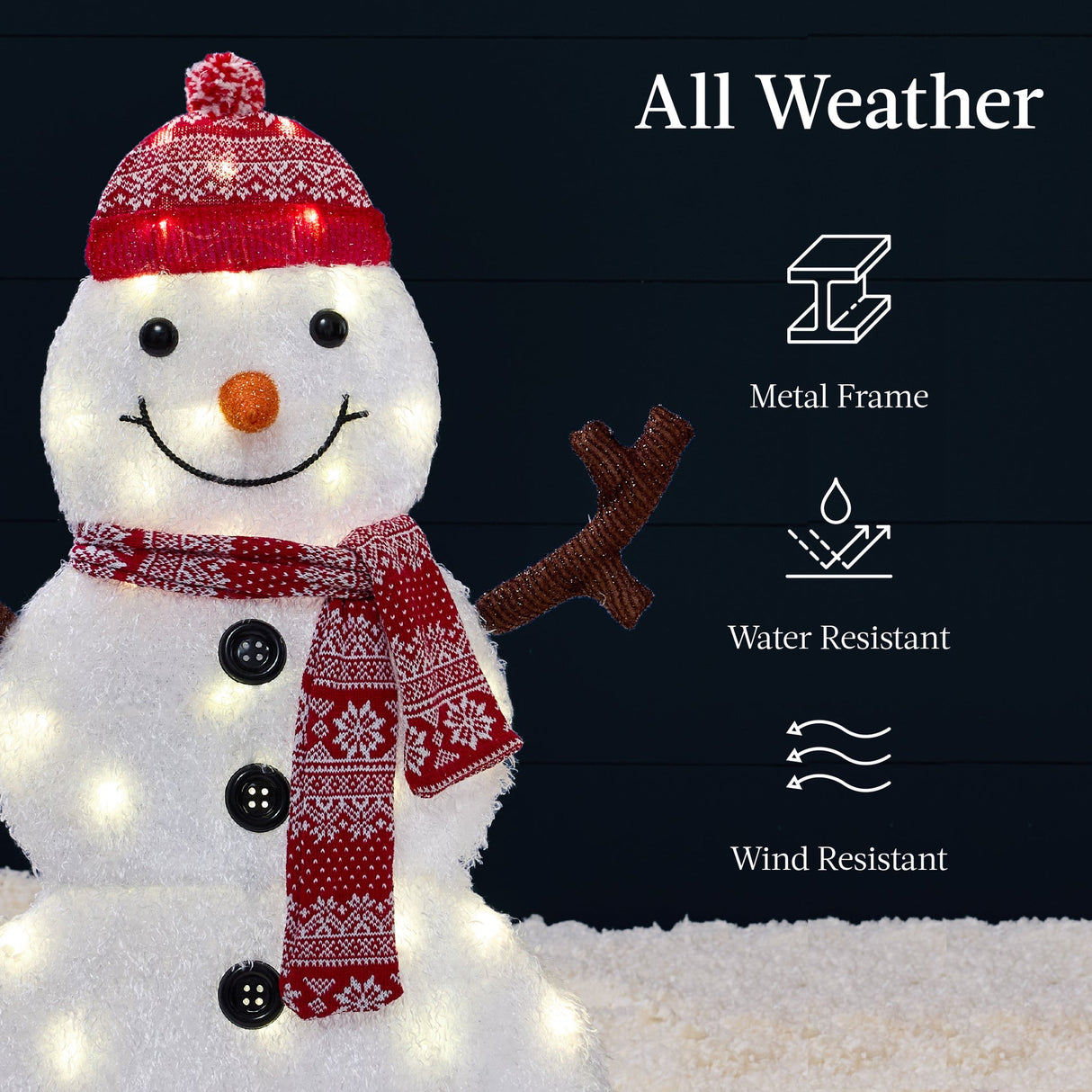 Lighted Snowman Family Outdoor Yard Decoration Set with Twinkling LED Lights