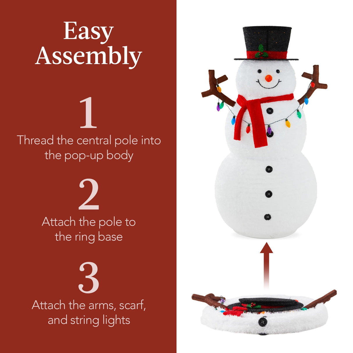 Lighted Pop-Up Snowman Outdoor Christmas Decoration with LED Lights