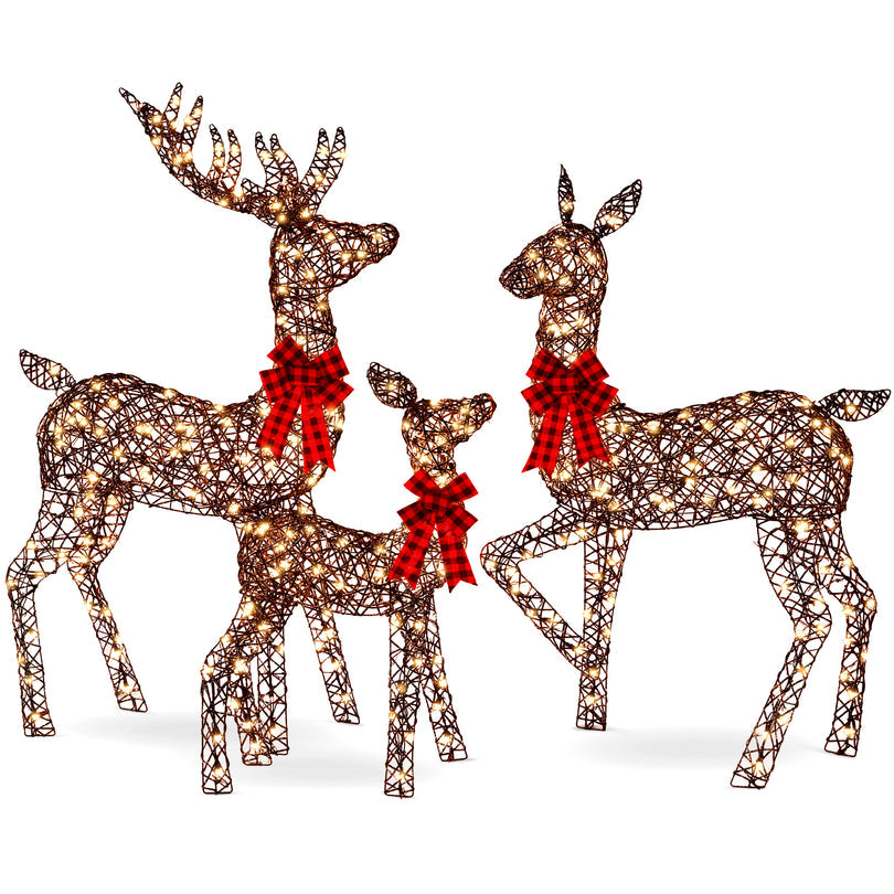 6.5ft 3-Piece Lighted Christmas Deer Family Set with LED Lights