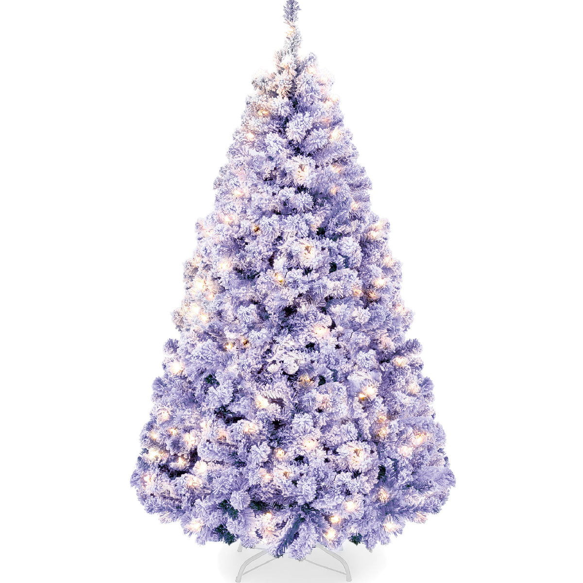 Pre-Lit Flocked Pine Christmas Tree with Warm White Lights and Easy Setup product image