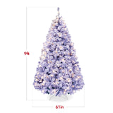 Pre Lit Lavender Flocked Artificial Christmas Tree with White Lights
