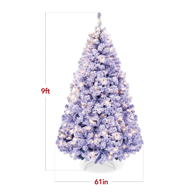 Pre-Lit Flocked Pine Christmas Tree with Warm White Lights and Easy Setup product image