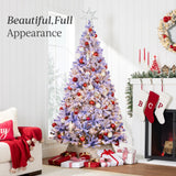 Pre-Lit Flocked Pine Christmas Tree with Warm White Lights and Easy Setup product image