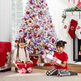Premium White Pampas Artificial Christmas Tree with Foldable Metal Base