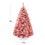 Pre-Lit Flocked Pine Christmas Tree with Warm White String Lights product image showing its overall design and key.