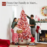 Pre-Lit Flocked Pine Christmas Tree with Warm White String Lights product image showing its overall design and key.