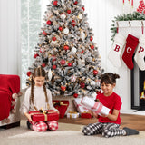 Pre Lit Black Flocked Artificial Christmas Tree with White Lights