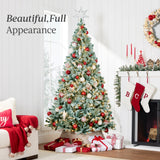 Pre Lit Sage Green Flocked Pine Christmas Tree with White Lights